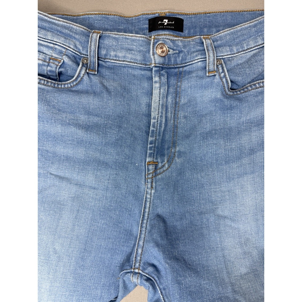 7 For All Mankind Jeans Women's 30 High Waist Slim Kick Light Wash Crop - Picture 4 of 10